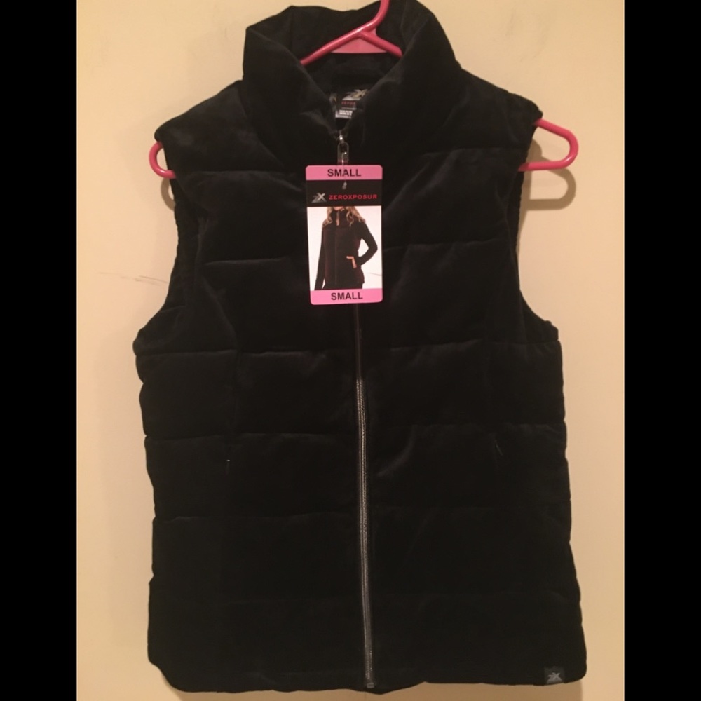 New Zeroxposure Black Velvet Vest Jacket Quilted